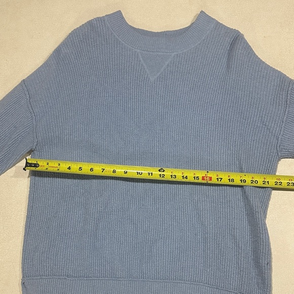 Aerie Blue Ribbed Knit Oversized Crewneck Sweater - Picture 8 of 9